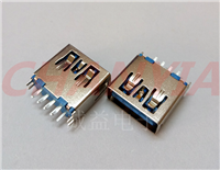 夹板USB3.0母座AF夹板1.0款带鱼叉固定脚引脚打K易加工OSST型