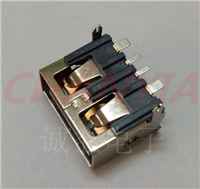 大电流短体USB母座AF10.0款6.8H后两脚插板3A引脚加宽贴片SMT型