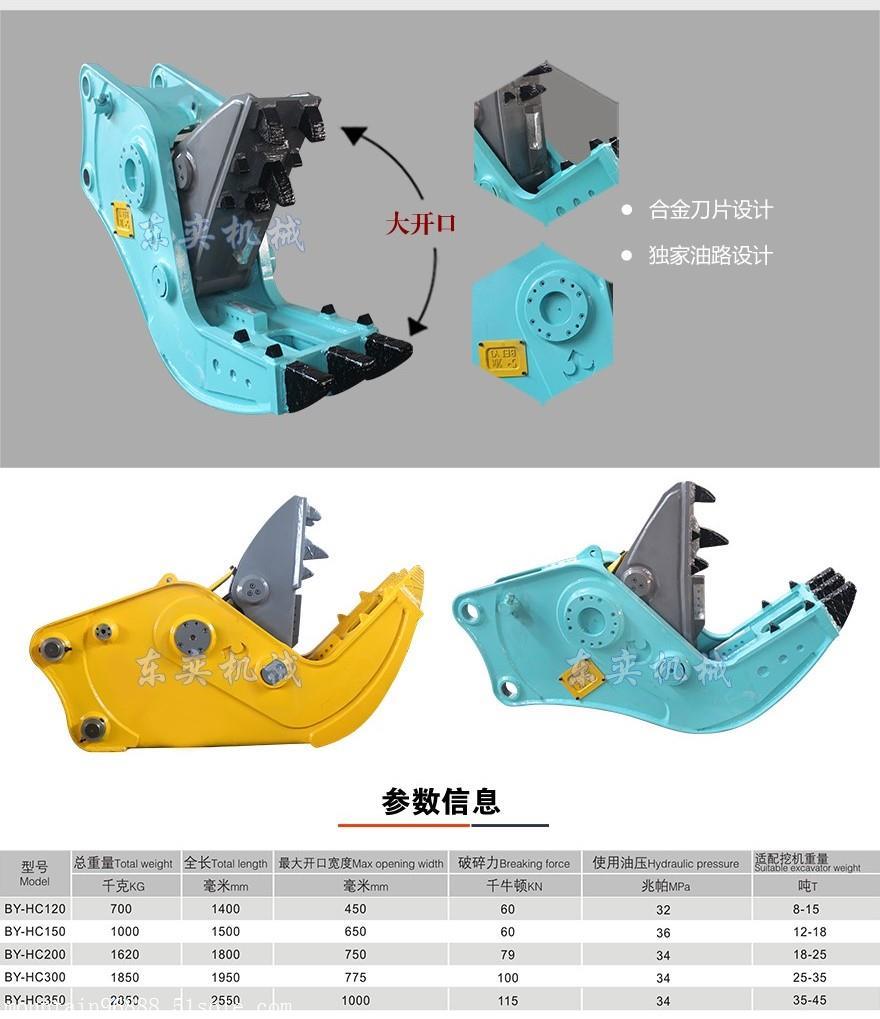 液压粉碎钳 挖掘机粉碎混凝土液压夹子