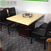 铁艺实木火锅桌椅组合餐厅长方形餐桌酒店圆桌咖啡店桌椅卡座定制